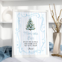 Christmas Tree Blue Baby Shower Mom-osa Bar