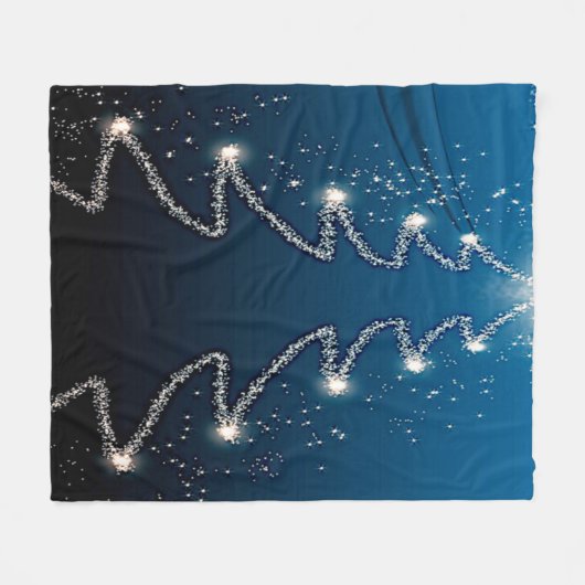 Christmas Tree Blue Sky Shiny Stars Rustic Elegant Fleece Deken (Voorkant (Horizontaal))