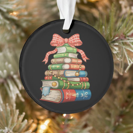Christmas Tree Books Bow Reading Librarian Teacher (Arbre)