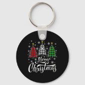 Christmas Tree Buffalo Plaid Red White Green Xmas Sleutelhanger (Voorkant)