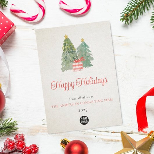 Christmas Tree Business Logo Vakantie Kaart