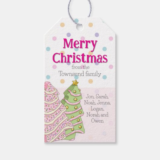 Christmas Tree Cake Gift Label - Pastel Gift Label Cadeaulabel (Voorkant)