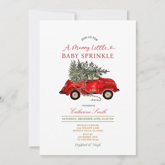 Christmas Tree Car Baby Sprinkle Invitation (Devant)