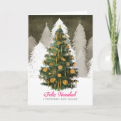 Christmas Tree Card in Snow in Spanish (Español) Feestdagen Kaart (Voorkant)