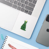 Christmas Tree Cat Silhouette — Festive Holiday  Sticker (Laptop met iPhone)