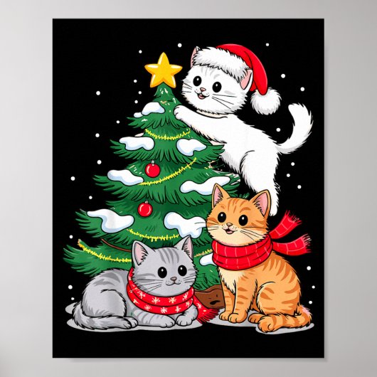 Christmas Tree Cats Xmas  Poster (Voorkant)
