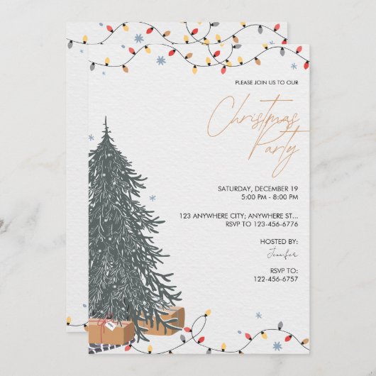 Christmas Tree Christmas Party Invitation (Devant / Derrière)