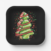 Christmas Tree Cookie Brushstroke Splatter Preppy Papieren Bordje (Voorkant)