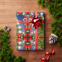 Christmas Tree Design Glossy Gift Wrapping Paper