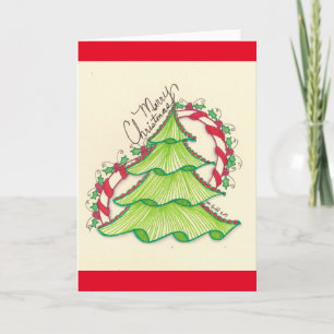 Christmas Tree Drawing Greeting Card Feestdagen Kaart