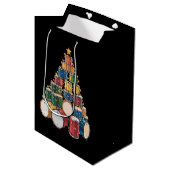 Christmas Tree Drummer Music Holiday Drum Band Medium Cadeauzakje (Voorkant Gekanteld)