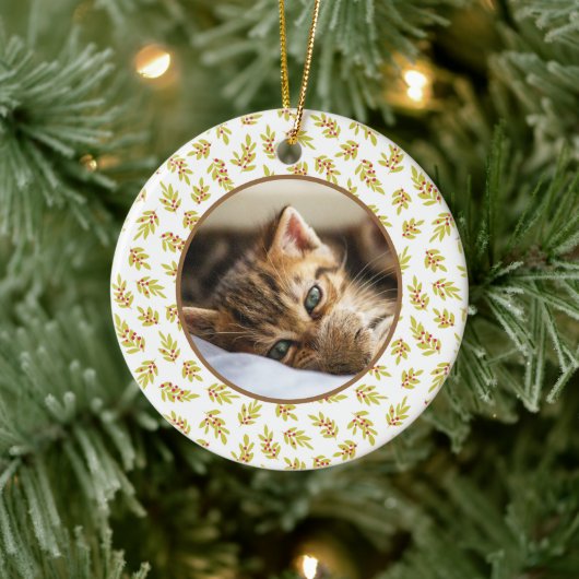 Christmas Tree Editable Pet Photo Decoration Keramisch Ornament (Boom)
