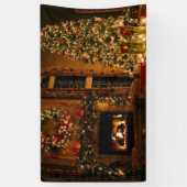 Christmas tree fireplace spandoek (Verticaal)