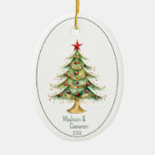 Christmas Tree First Christmas Together Name Year Keramisch Ornament (Voorkant)