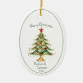Christmas Tree First Christmas Together Name Year Keramisch Ornament (Voorkant)