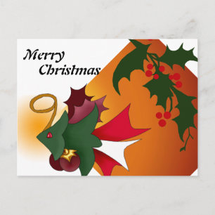 Christmas Tree Fish Briefkaart met Holly Leaves