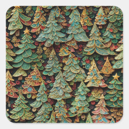 Christmas Tree Forest Whimsey Vierkante Sticker