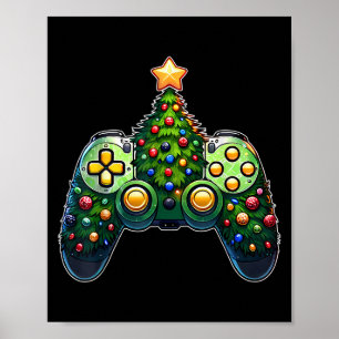 Christmas Tree Gaming Shirten Video Game Controlle Poster