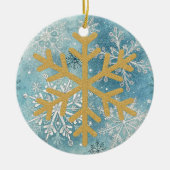 Christmas Tree - Gold Snowflake Keramisch Ornament (Voorkant)