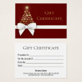 Christmas Tree Gold Snowflakes White Bow Carte cad (Devant & derrière)