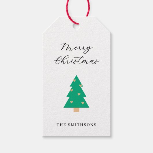 Christmas Tree Hearts Holiday  Cadeaulabel (Voorkant)