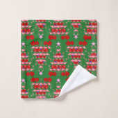 Christmas Tree Holiday Santa Flamingos on Green (Gant de toilette)