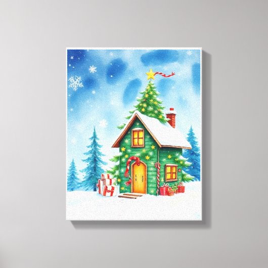 Christmas Tree House Canvas Afdruk (Voorkant)
