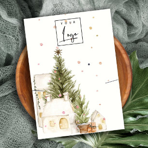 Christmas Tree House Logo Oorbel Ketting Houder Visitekaartje