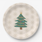 Christmas Tree Illustration Snowflake Pattern Papieren Bordje (Voorkant)
