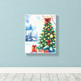 Christmas Tree in Winter Wonderland Canvas Afdruk
