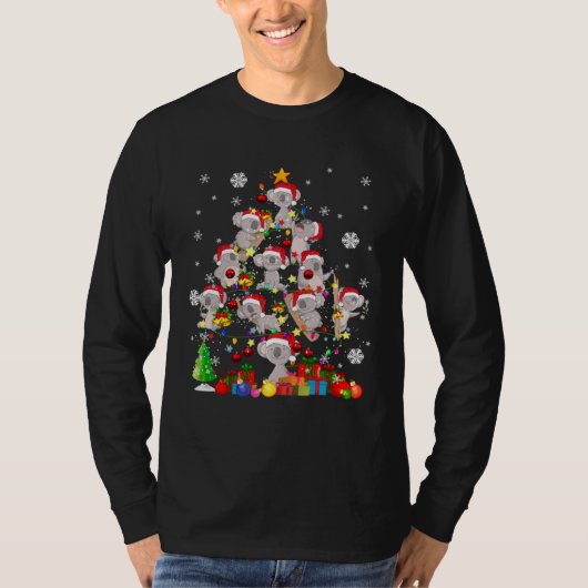 Christmas Tree Light Santa Koala Bear Animal T-shirt (Voorkant)