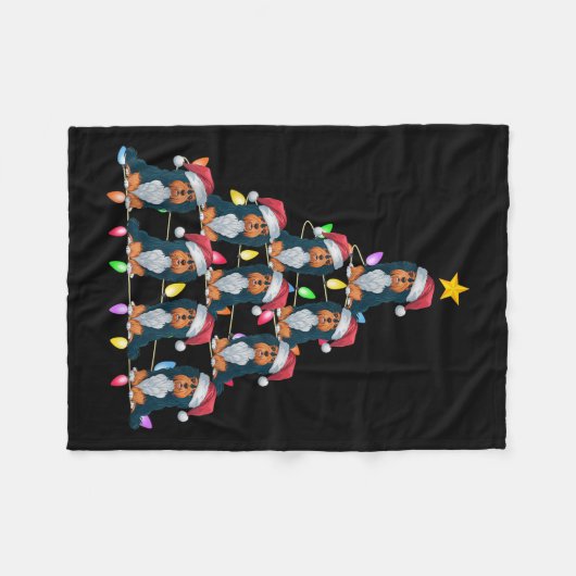 Christmas Tree Lights Men Women Santa Havanese Dog Fleece Deken (Voorkant (Horizontaal))