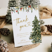 Christmas Tree Lights Winter Pine Wedding Bedankkaart