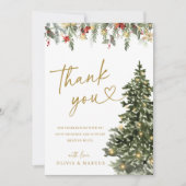 Christmas Tree Lights Winter Pine Wedding Bedankkaart (Voorkant)