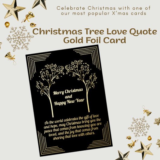 Christmas Tree Love Quote Gold Foil Kaart