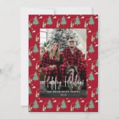 Christmas Tree Music Wine Cheese Custom Photo Feestdagenkaart (Voorkant)