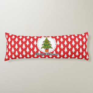 Christmas Tree on Red Pines Pattern - Merry Xmas Lichaamskussen