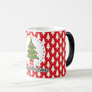 Christmas Tree on Red Pines Pattern - Merry Xmas Magische Mok