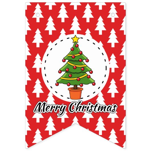 Christmas Tree on Red Pines Pattern - Merry Xmas Vlaggetjes (Eerste vlag)