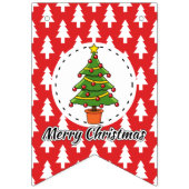 Christmas Tree on Red Pines Pattern - Merry Xmas Vlaggetjes (Derde vlag)