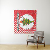 Christmas Tree on Red Pines Pattern - Merry Xmas Wandkleed (In Situ (horizontaal))