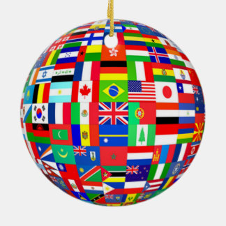 CHRISTMAS TREE ORNAMENT WORLD FLAGS