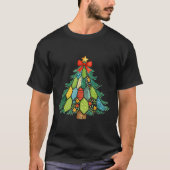 Christmas Tree Patchwork Coquette Bow Xmas Holiday T-shirt (Voorkant)