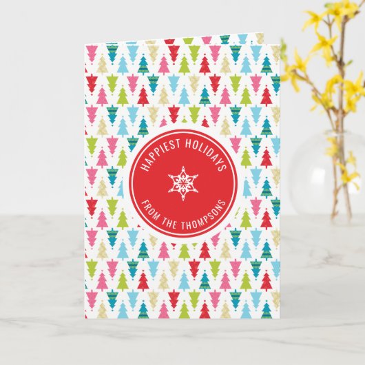 CHRISTMAS TREE PATTERN feestelijk modern minimaal  Kaart (Gele Bloem)