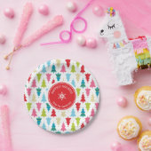 CHRISTMAS TREE PATTERN feestelijk modern minimaal  Papieren Bordje (Feest)