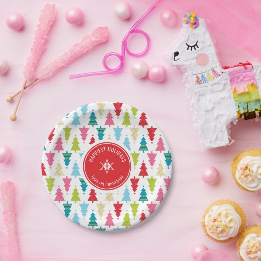 CHRISTMAS TREE PATTERN feestelijk modern minimaal  Papieren Bordje (Feest)