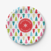 CHRISTMAS TREE PATTERN feestelijk modern minimaal  Papieren Bordje (Voorkant)