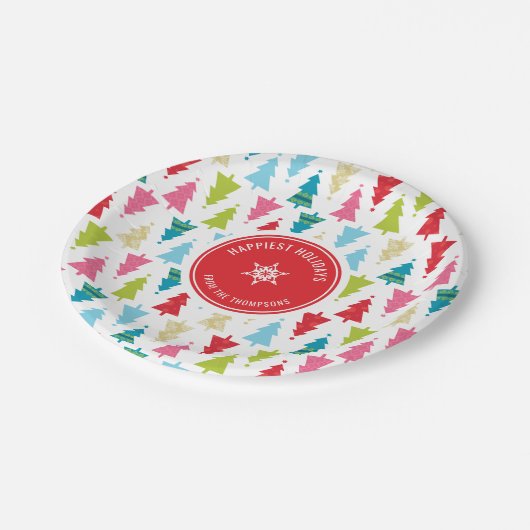 CHRISTMAS TREE PATTERN feestelijk modern minimaal  Papieren Bordje (Gekanteld)