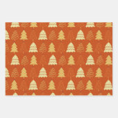 Christmas Tree Pattern in Retro Green Blue Russet Inpakpapier Vel (Voorkant 3)