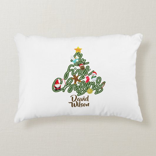 Christmas Tree Pattern My First Christmas Tree Accent Kussen (Voorkant)